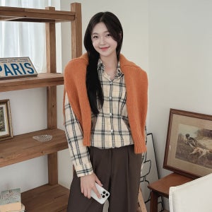 [55-110] 오버핏 빈티지 긴팔 체크 셔츠 여성 빅사이즈 여자 플러스사이즈 어거스트플랜