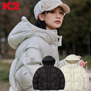 K2 여성 수지패딩 베이글 후드 구스 점퍼 숏다운