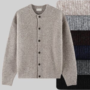 남자크롭가디건 LAINE 메리노울 두꺼운 하찌 남자라운드가디건