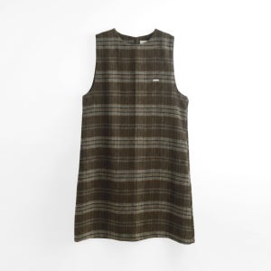 울 블렌드 펜던트 체크패턴 원피스 (KHAKI)