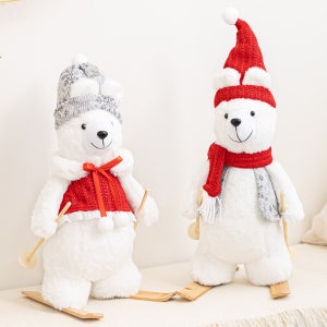 크리스마스 곰 인형 대형 장식 스키타는 베어 22x46cm 2타입 소품 용품 오너먼트 이벤트 파티 꾸미기