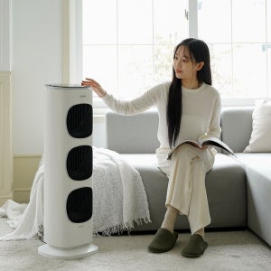 HAAN 넓은공간 즉각발열 저소음 공기청정 헤파필터 3구개별난방 무드등 온풍기/사무실 가정용온풍기 타워팬온풍기