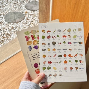 (만년형 제철 음식 달력 미니 벽걸이)아기 이유식 캘린더 식단표 포스터 이영자 식재료