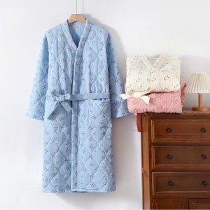 누빔잠옷 면100 로브가운 거즈면 순면 겨울 유카타 일본 한텐 수면 원피스 패딩 임산부
