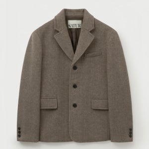 [세터] 헤링본 울 블렌드 싱글 블레이저 브라운