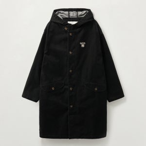 [세터] 벨벳 데님 미드렝스 후드 코트 블랙