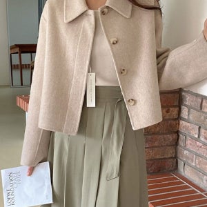 [루씨앤] 브랜 카라 긴팔 쇼트 여성 모직 숏자켓 데일리룩 하객룩 겨울가을 7103