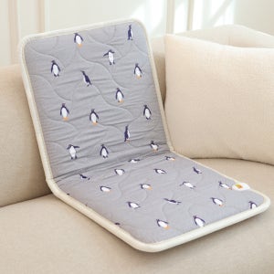 리빙잼 전기방석 온열방석 사무실 2인용 등받이용 펭귄파티그레이