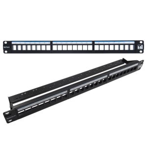 IN NETWORK 1U 키스톤형 마운팅 판넬+케이블가이드 블랙 IN-MTG24P