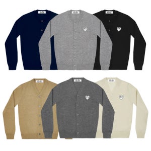 꼼데가르송 가디건 화이트와펜 여성 남성용 U넥 브이넥