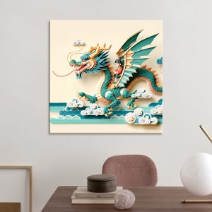 비상의 청룡 인테리어 캔버스 액자 대형 벽걸이 그림 80x80cm / 용 04