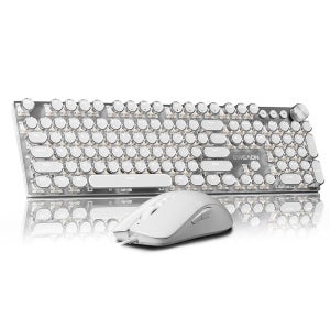 EWEADN 유선 타자기 키보드 및 마우스 콤보 스타일 기계식 게이밍 키보드 104 키