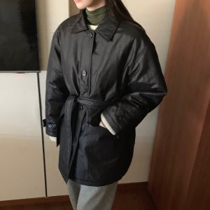 3온스 얇은 카라 패딩 점퍼 벨트