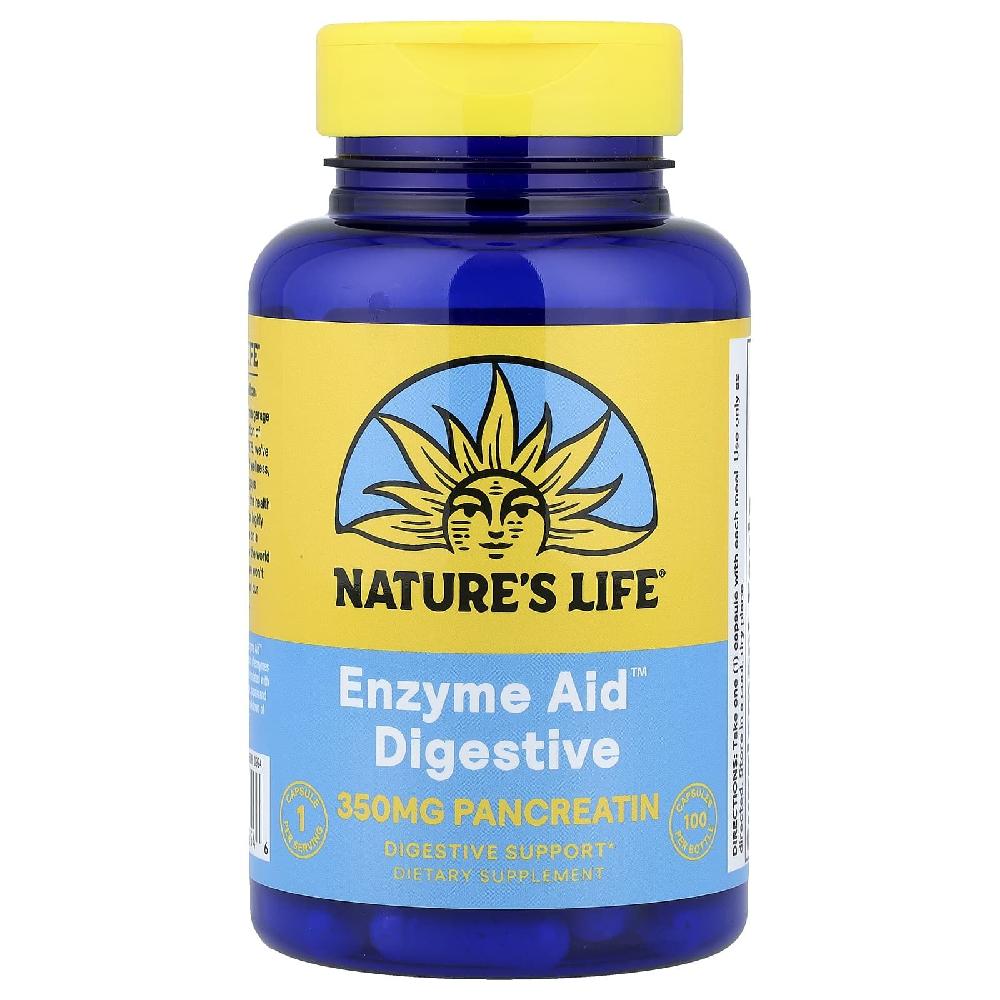 <b>네이처스라이프</b> 판크레아틴 350mg 함유 Enzyme Aid 캡슐 100정