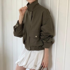 하이넥점퍼 숏 간절기 아우터 여성 가을 블루종점퍼