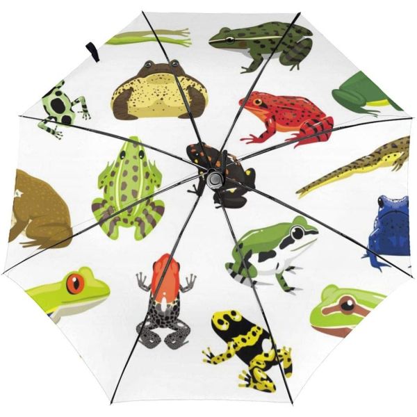 7450671 남자 접이식 우산 고급 <b>경량</b> 튼튼한 남성 개구리 종류 <b>도감</b> 원터치 자동 개폐 여성 외부 프린트 내부 인쇄 청우 겸용 8개뼈 귀여운 케이스포함 3단 유리 섬유 남여