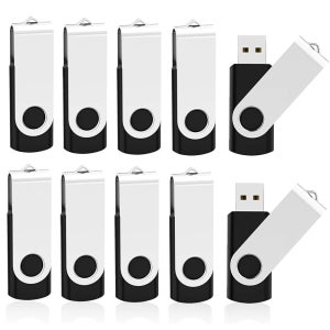 쿠티온 32GB USB 플래시 드라이브 10팩 엄지 메모리 스틱 펜 키체인 디자인 블랙