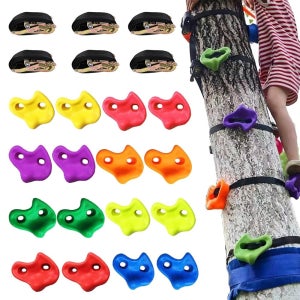 킨스포리 16PC 트리 클라이밍 홀더 및 6PC 래칫 스트랩 클라이머 키트 오버사이즈