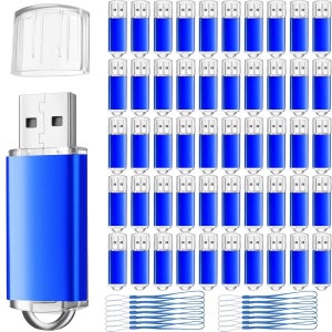 HOTEAM 50 팩 USB 2.0 플래시 드라이브 대용량 파란색 휴대용 엄지 드라이브(