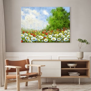 초원의 꽃길 인테리어 캔버스 액자 대형 벽걸이 그림 73x53cm / 꽃 22