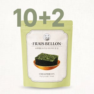 프레벨롱 오가닉 우리 아이 첫 김 10+2봉 유기인증 유기농 무조미 아기김