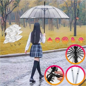 고급 클리어 투명 장우산 10개 16살대 방풍 시야확보 Poe원단 100x82cm 420g