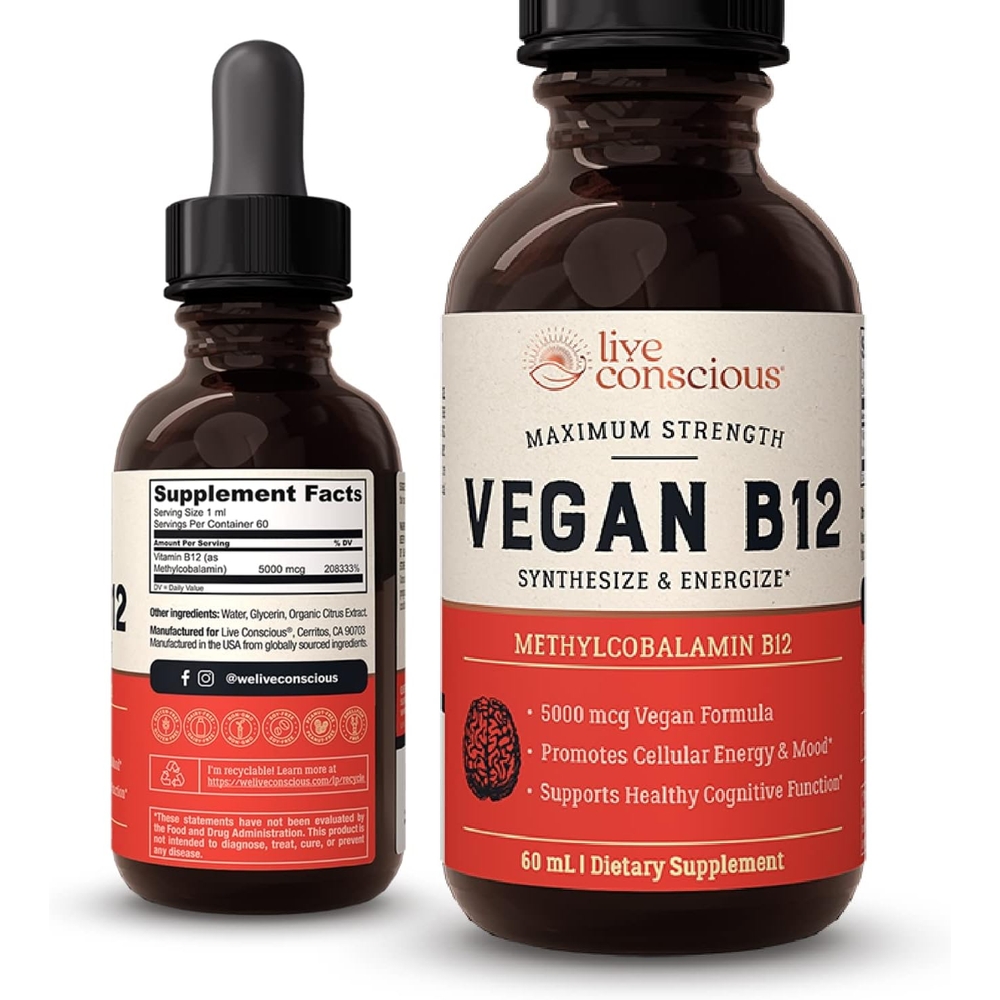<b>Live Conscious</b> 비타민 B12 5000mcg 포뮬러 액상 60ml