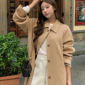 울100 핸드메이드 롱코트 루즈핏 히든단작 하이넥 가을 겨울 여성 코트 2컬러 66 77