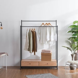 루칸 1200 스탠드 드레스룸 옷 선반 수납 서랍 옷걸이 철제 행거