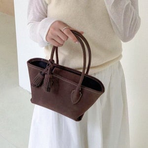 유어 세이렌 스웨이드 테슬 스티치 데일리 미니 토트 크로스백