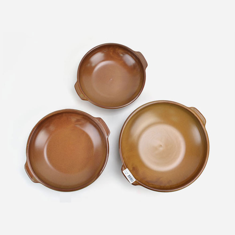 국산 도자기 넓은 낮은 찌개용 전골 뚝배기 소