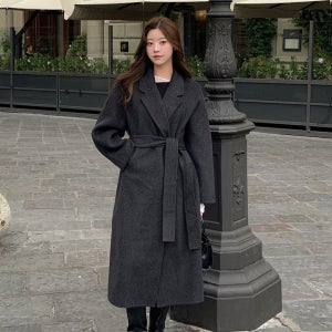 울 캐시미어 롱 핸드메이드 클랙식 싱글 코트 가을 겨울 키큰여자 차콜 브라운 66 77