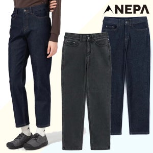네파여성바지 겨울 데님 본딩 릴렉스핏 스판 보온