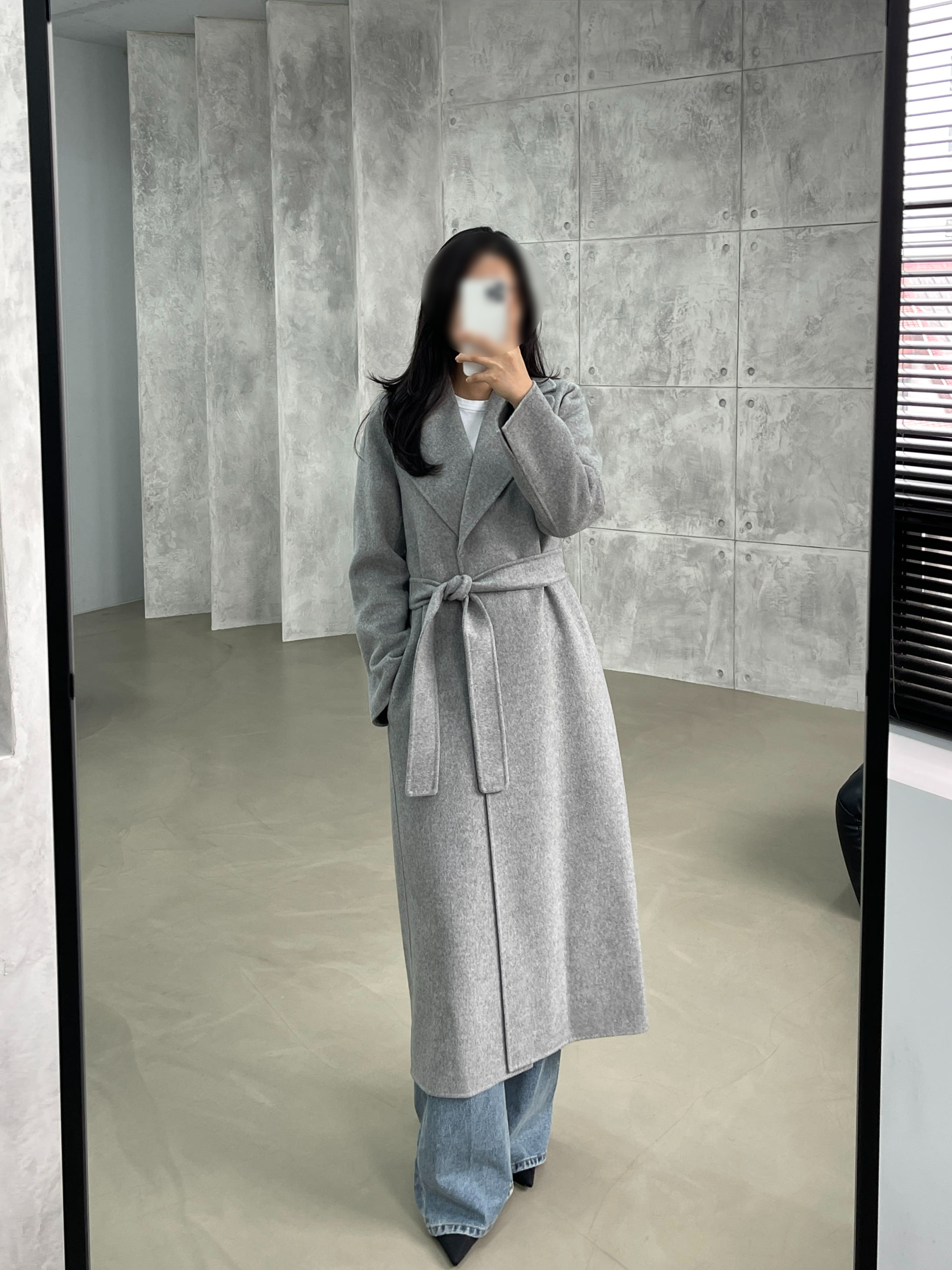 25FW 막스마라 PAOLA 울 캐시미어 벨트 코트 001 그레이