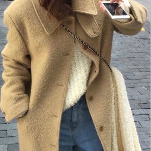 [카멜당일] 오버테이크 울 알파카 코트 한겨울 두꺼운 더블 롱코트 올어바웃유