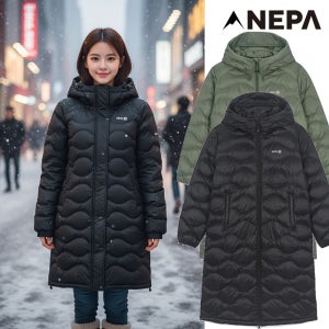 네파경량패딩 여성 에어써밋 롱다운 구스 거위털 코팅 긴기장