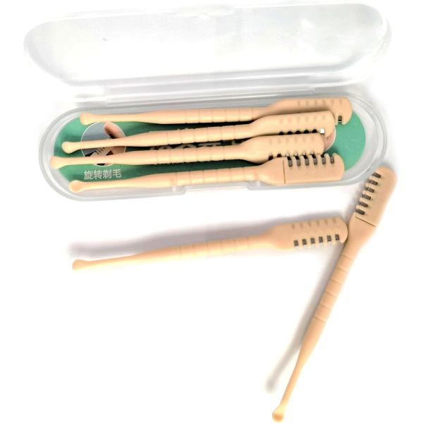 회전 칼날용 일반 수동 방수 코털 트리머 세트 이어 피커가 있는 2in1 팩 6 면도기 여행용 케이스가 남녀용 휴대용 면도기노란색