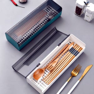 숟가락 젓가락 통 뚜껑형 수저 정리함 긴 사각 수저통 보관함