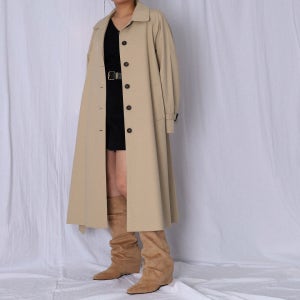 프렌치 싱글 롱 트렌치 바바리 코트