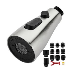 풀다운 주방 수도꼭지 헤드 교체 3 기능 고압 싱크 스프레이어 미국 표준 브러시드 니켈과