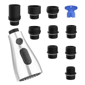 주방 수도꼭지 헤드 교체(9개 어댑터 포함) 금속 풀다운 싱크 헤드 3기능 스프레이어