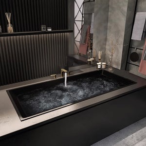 ST-8014Q-BLACK 블랙 매립욕조 검정 매립형욕조 1400x750x470mm