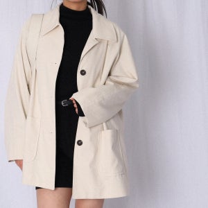 오버핏 싱글 하프 트렌치 바바리 코트