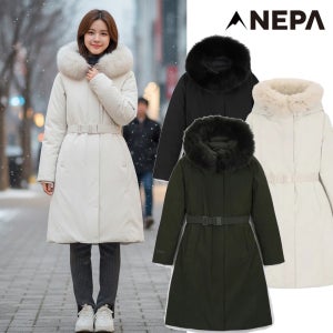 네파프리미엄다운 여성 아르떼 코트기장 벨트 고어텍스 구스패딩 빅사이즈