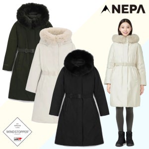 네파프리미엄다운 여성 아르떼 코트기장 벨트 고어텍스 구스패딩 빅사이즈