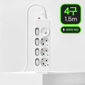 이노스 고용량 안전 멀티탭 3500W 개별스위치 멀티콘센트 4구 과부하차단, 1.5m, 1개