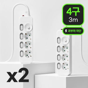 이노스 고용량 안전 멀티탭 3500W 개별스위치 멀티콘센트 4구 과부하차단, 3m, 2개