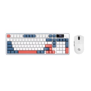 지클릭커 오피스프로 WMK990 사일런스 M RGB 풀윤활 무소음 방수 무선 블루투스 LCD 98 키보드 마우스 세트 Gundam