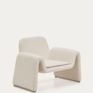 [케이브홈] MELVIA 멜비아 샤닐 패브릭 라운지 암체어 (베이지 셔닐)