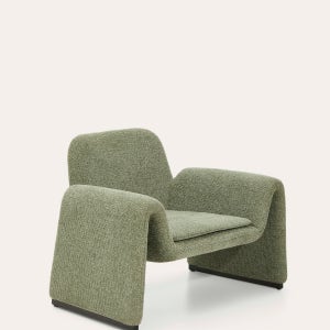 [케이브홈] MELVIA 멜비아 샤닐 패브릭 라운지 암체어 (그린 셔닐)